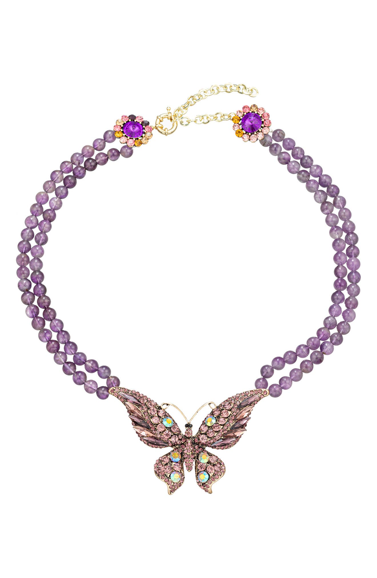 Leah Butterfly Agate Beaded Statement Necklace