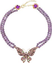 EYE CANDY LOS ANGELES Leah Butterfly Agate Beaded Statement Necklace