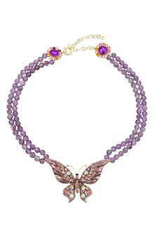 Leah Butterfly Agate Beaded Statement Necklace