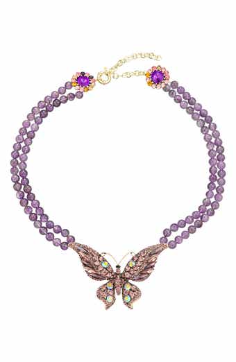 Leah Butterfly Agate Beaded Statement Necklace