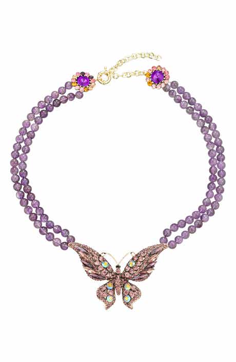 Leah Butterfly Agate Beaded Statement Necklace