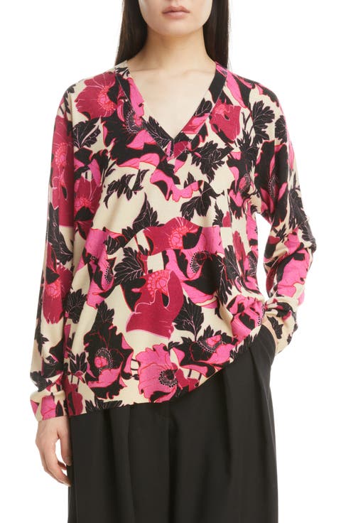 Netti Floral Print Merino Wool Sweater