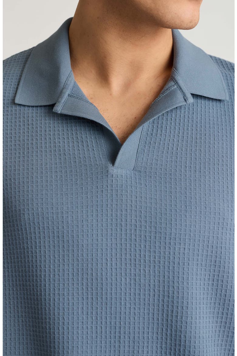 Johnny Collar Waffle Knit Polo, Alternate, color, BLUE MIRAGE