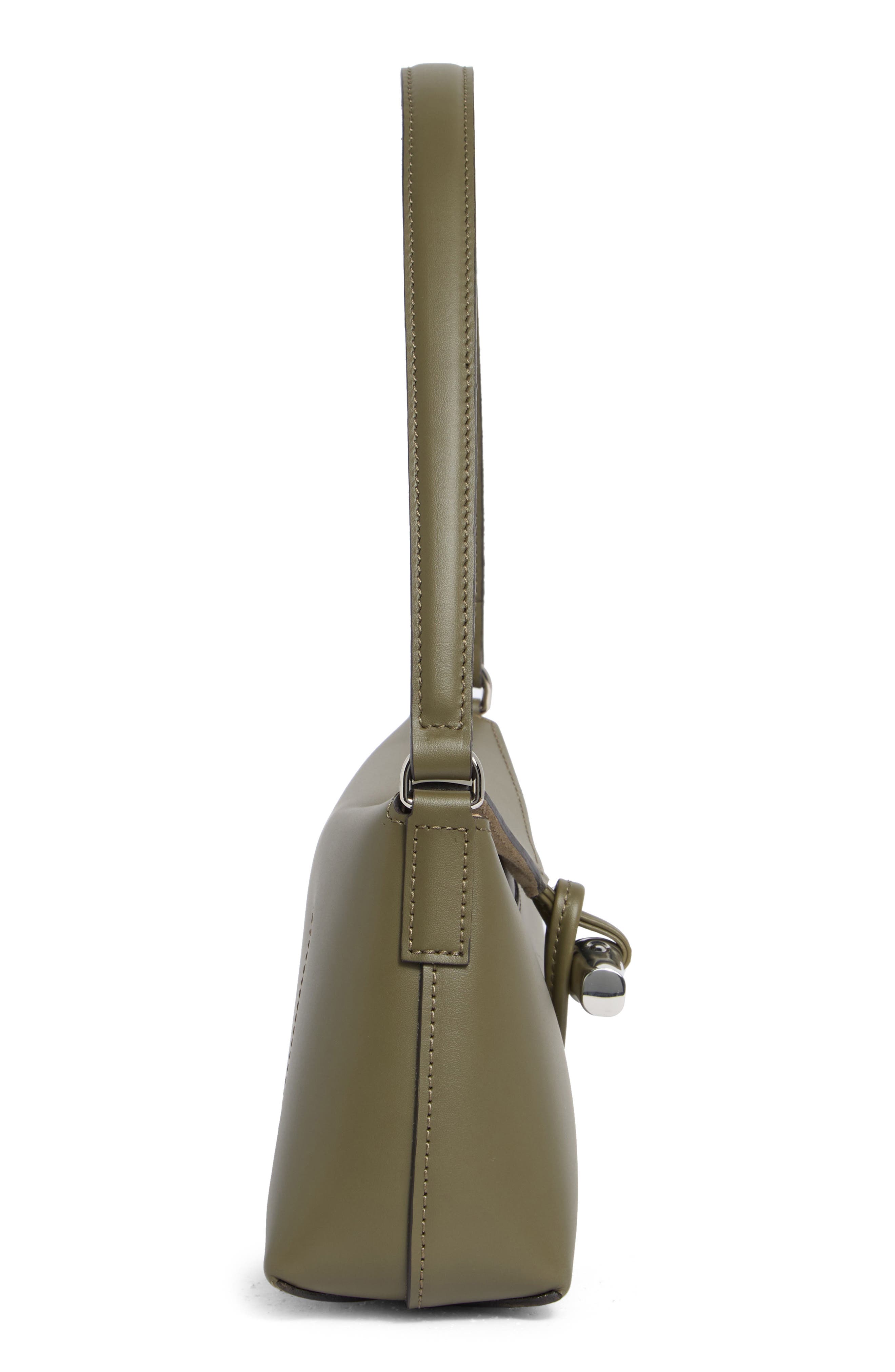 Longchamp Le Roseau Leather Shoulder Bag, Alternate, color, Khaki