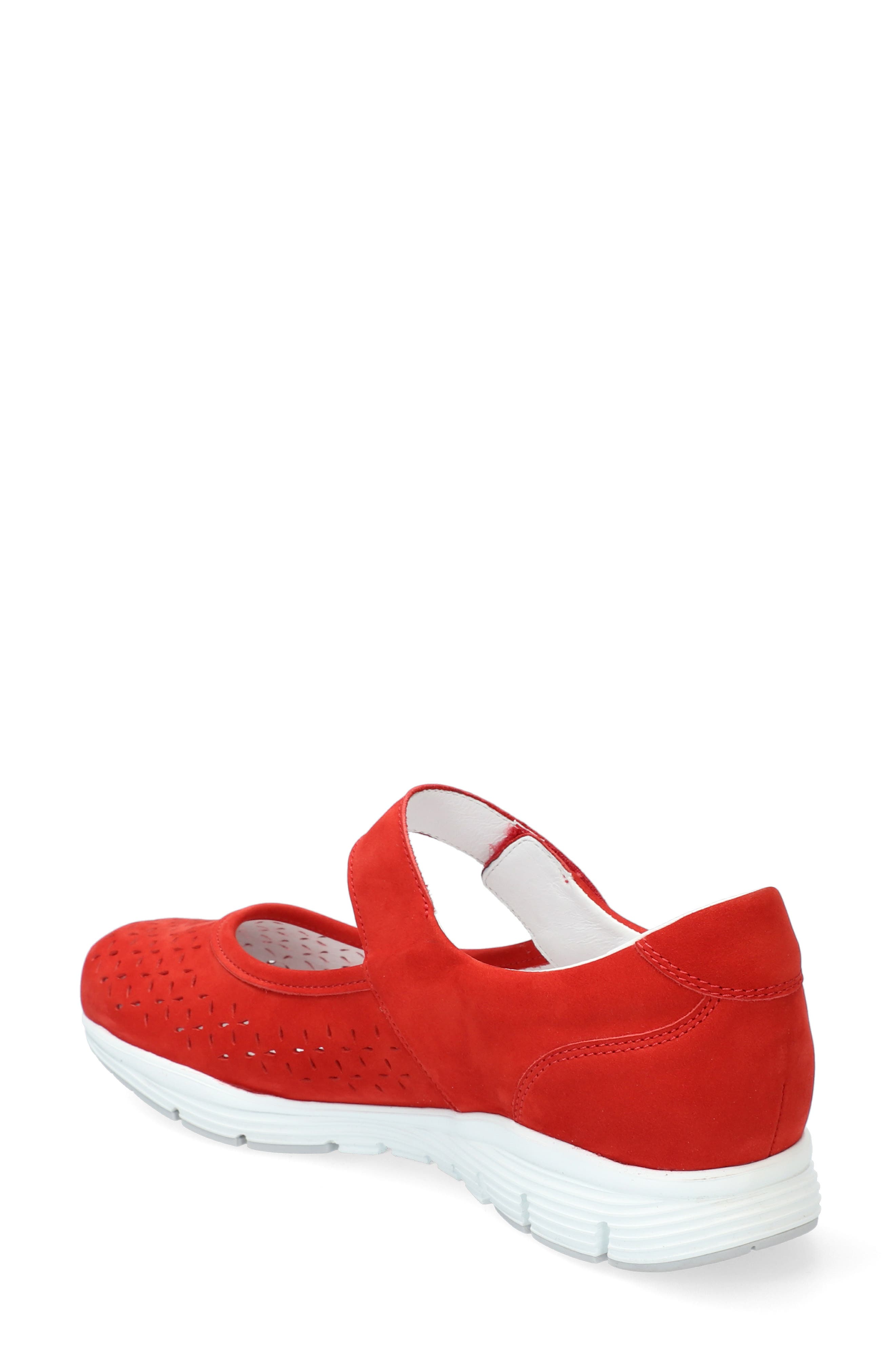 Yelina Perforated Mary Jane Sneaker, Alternate, color, SCARLET NUBUCK LEATHER