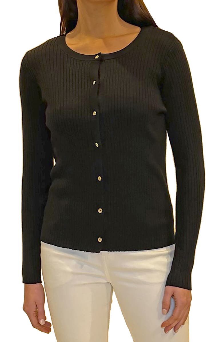Jaclyn Smith Rib Button Front Cardigan, Main, color,