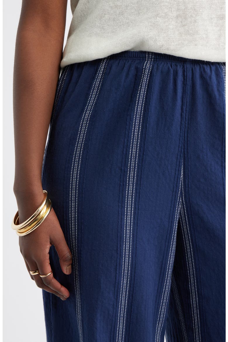 Cotton Blend Dobby Pull-On Pants, Alternate, color, NAVY- IVORY STRIPE
