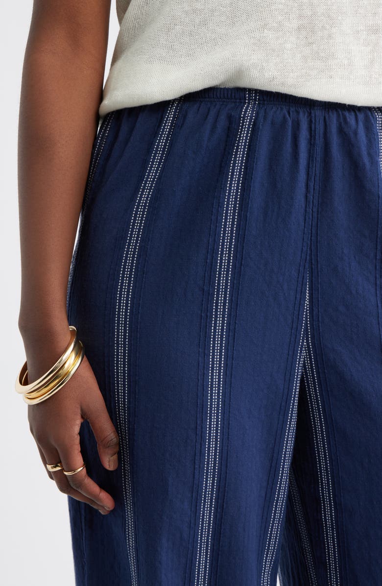 Caslon<sup>®</sup> Cotton Blend Dobby Pull-On Pants, Alternate, color, Navy- Ivory Stripe