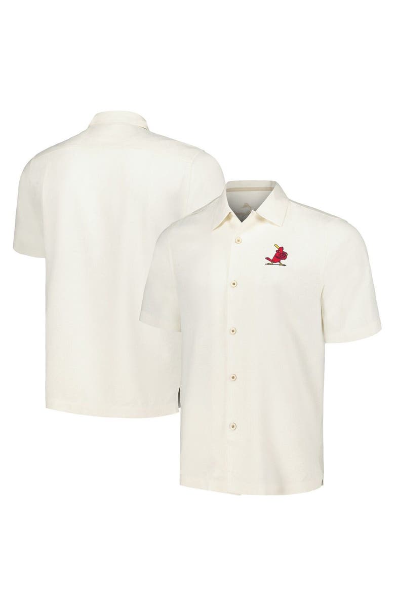 Tommy Bahama Men's Tommy Bahama White St. Louis Cardinals Sport Tropic Isles Camp Button-Up Shirt, Main, color, 