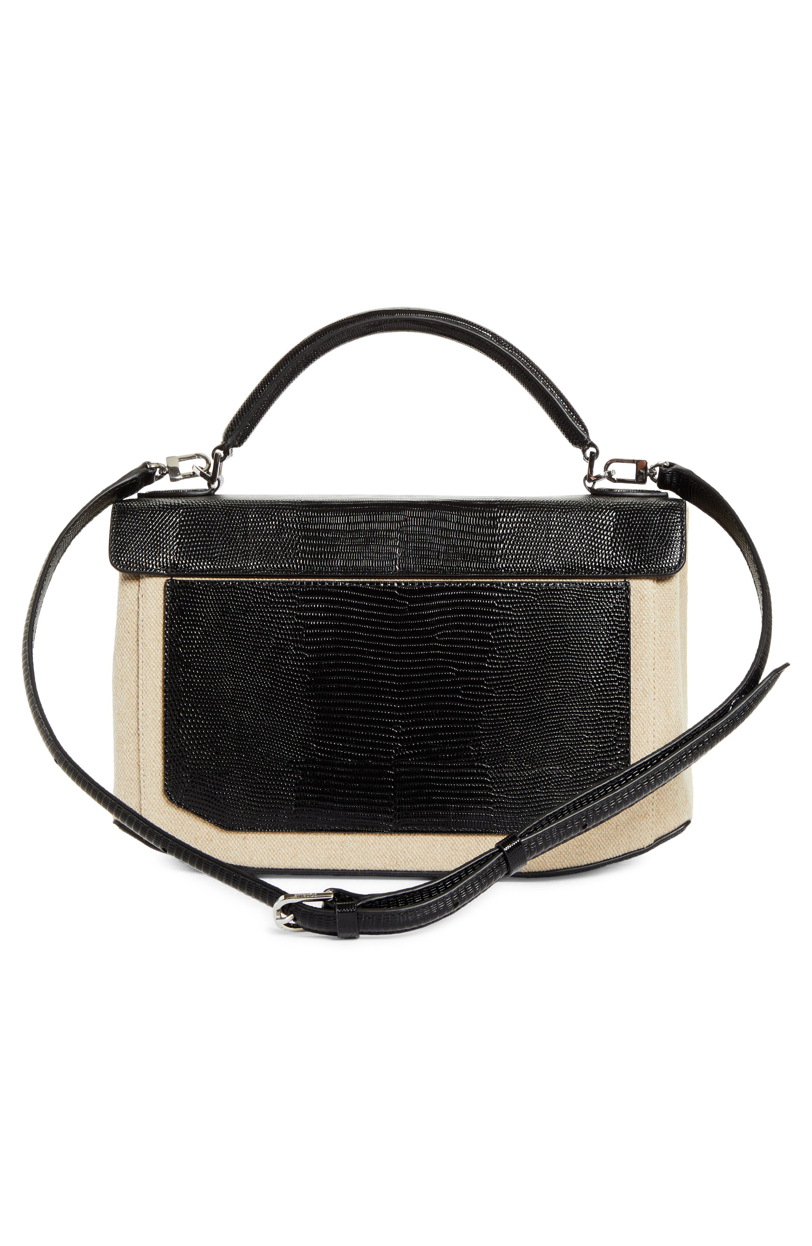 TOTEME Clip Canvas & Lizard Embossed Leather Top Handle Bag, Alternate, color, 