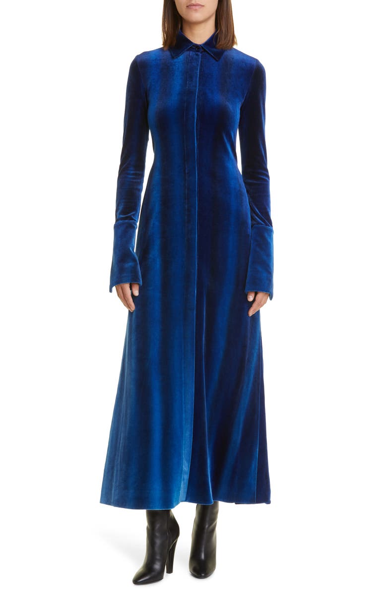 Proenza Schouler Ice Dyed Long Sleeve Velvet Shirtdress, Main, color,