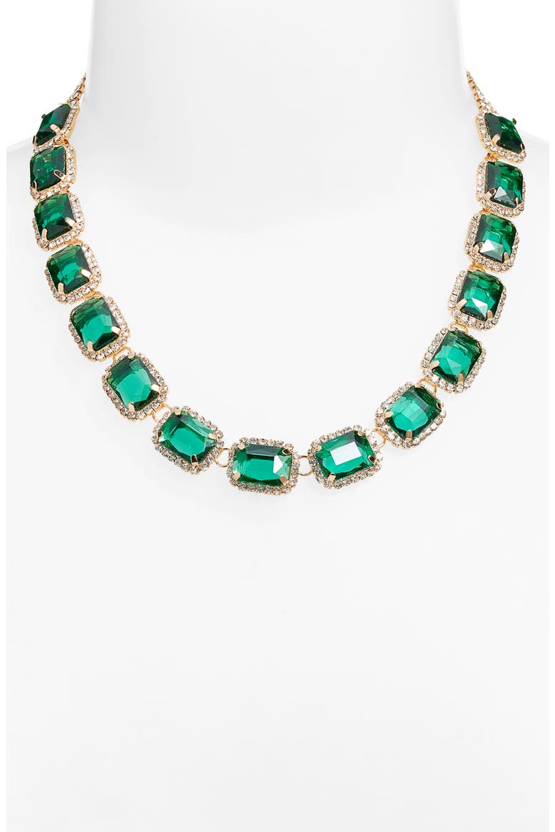 Sparkly Crystal Collar Necklace, Alternate, color, CLEAR EMERALD GOLD