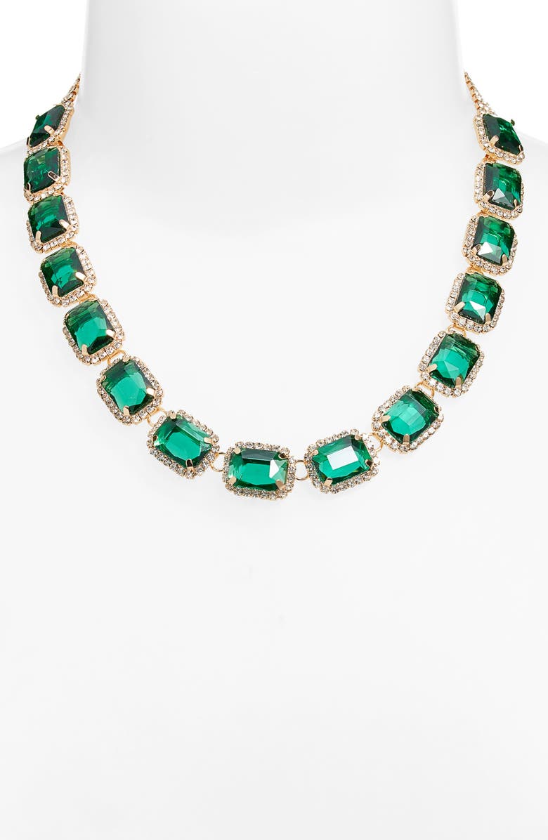 CRISTABELLE Sparkly Crystal Collar Necklace, Alternate, color, Clear Emerald Gold