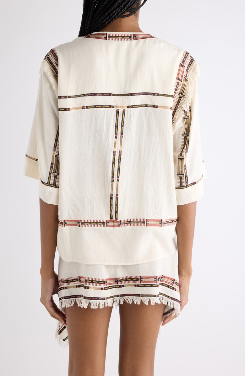 Isabel Marant Fiosa Embroidered Silk Top, Alternate, color, Ecru