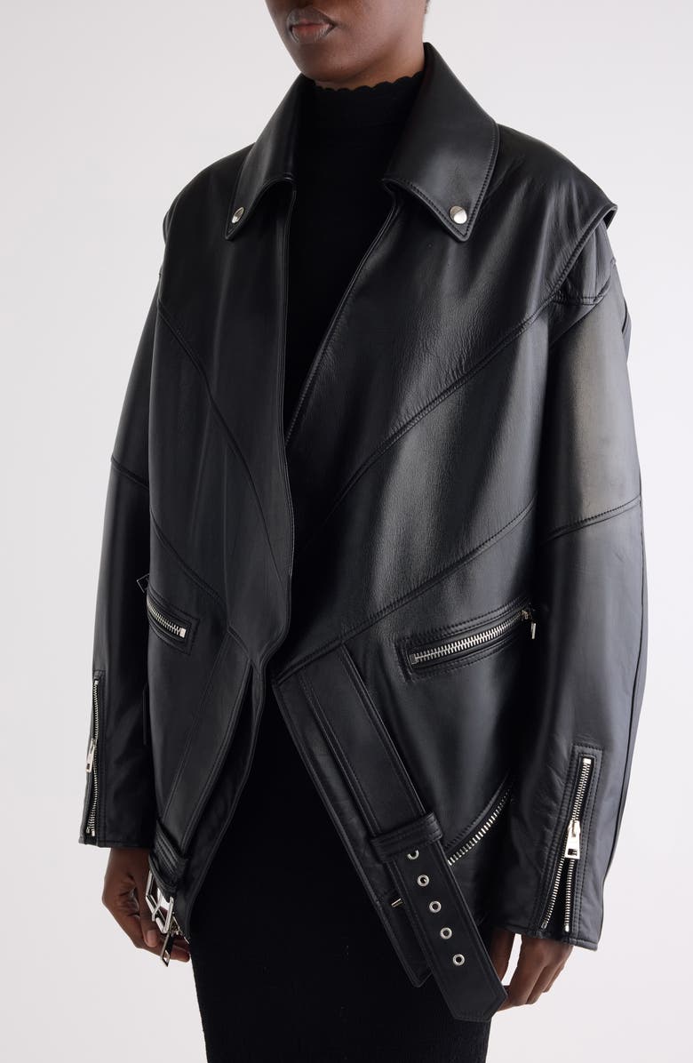 Givenchy Upside Down Leather Jacket, Alternate, color, Black