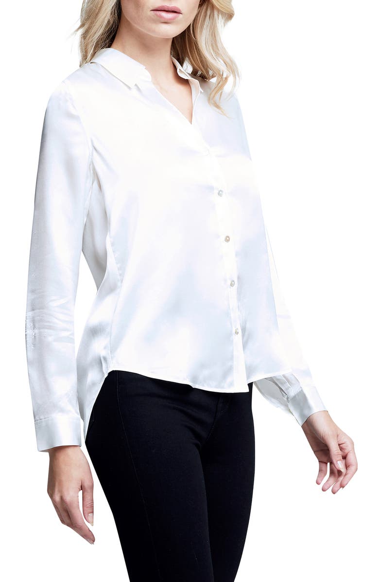 L'AGENCE Tyler Silk Blouse, Alternate, color, Ivory