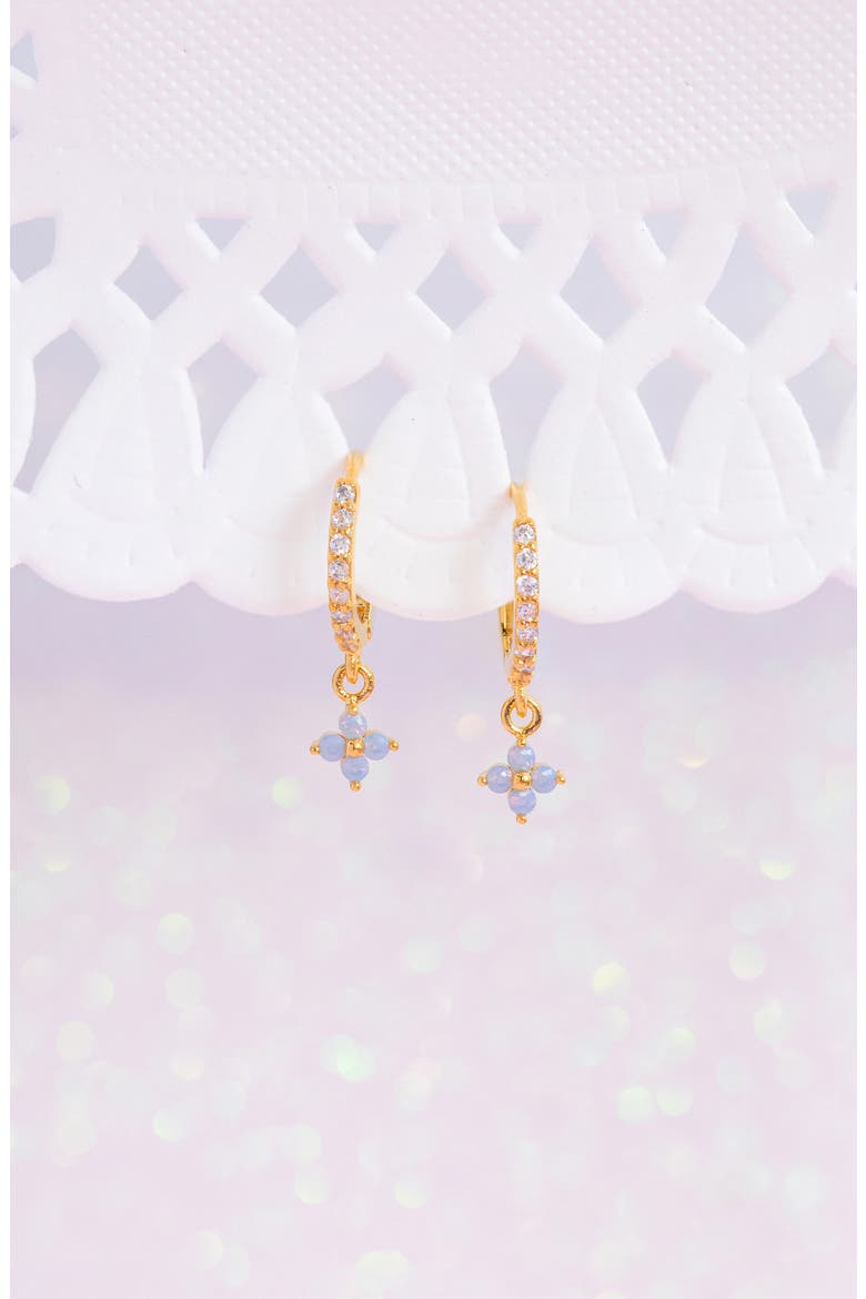 Blue Blossom Love Dangle Hoop Earrings, Alternate, color, GOLD