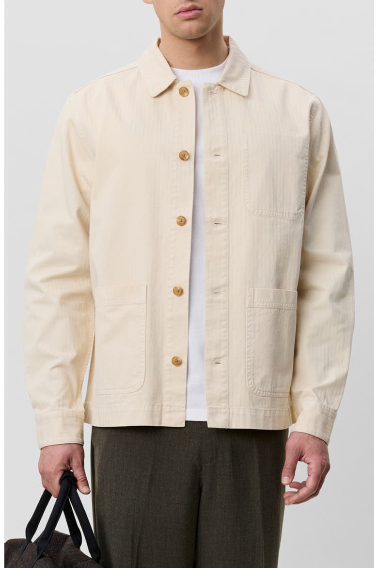 Herringbone Cotton Overshirt, Main, color, IVORY