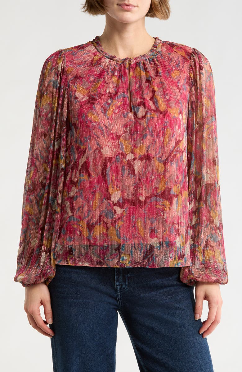 Ramy Brook Jenia Long Sleeve Top, Main, color, Multi Marble Print