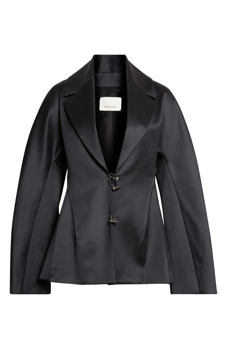 GRACE LING Padlocks Wool Blend Satin Blazer, Main, color, 