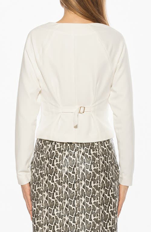 Alexia Admor Delyra Back Belt Front Button Crop Top In White