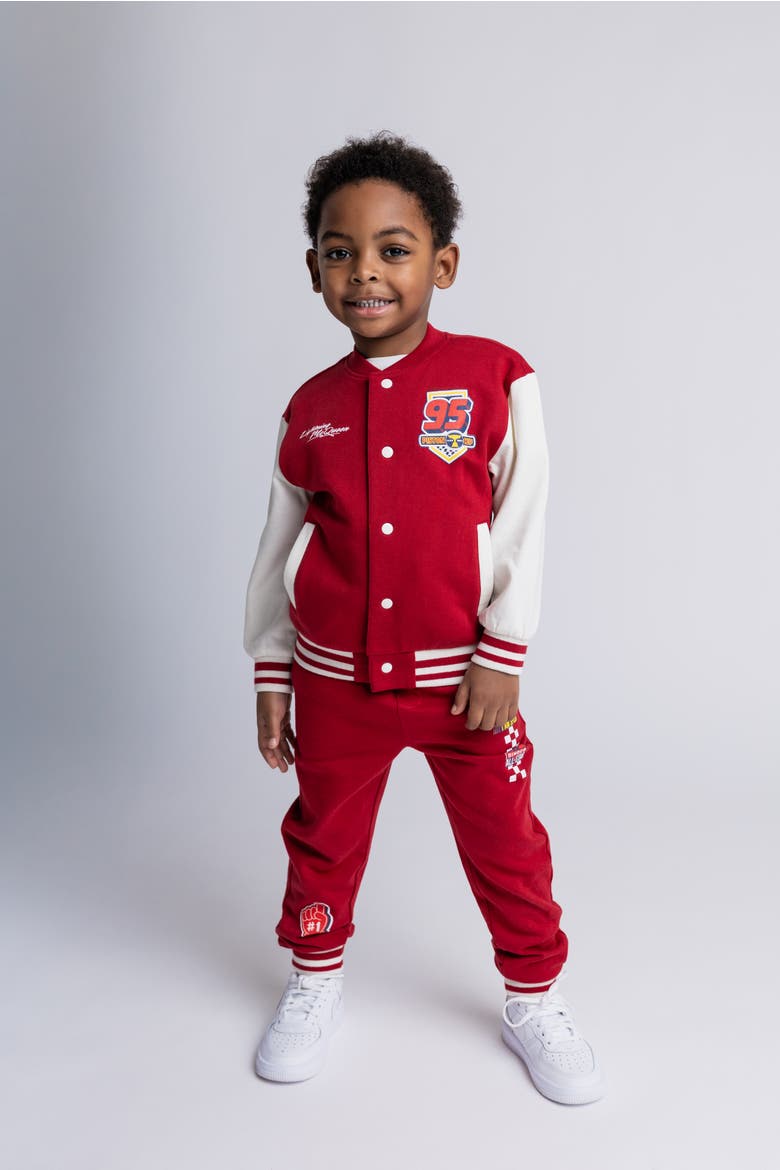 Cars Lightning McQueen Fleece Varsity Jacket and Pants Set, Alternate, color, Lightning McQueen Red