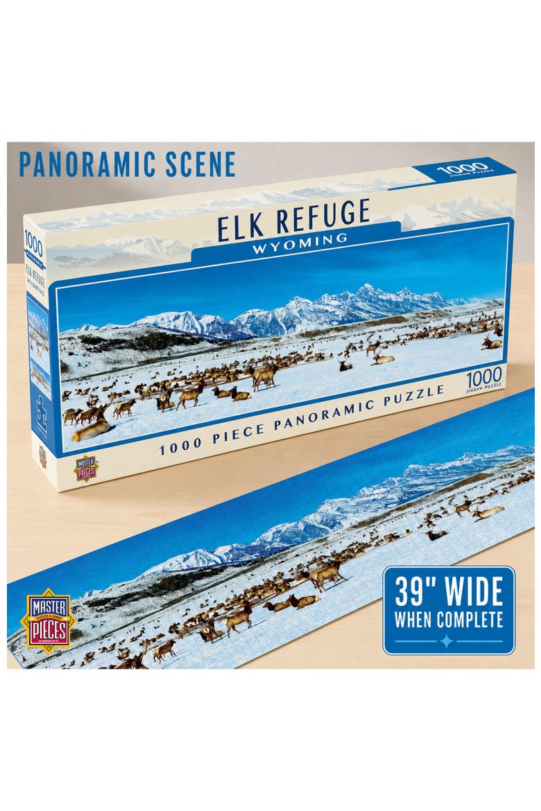 Elk Refuge 1000pc Panoramic Puzzle, Alternate, color, Multicolor