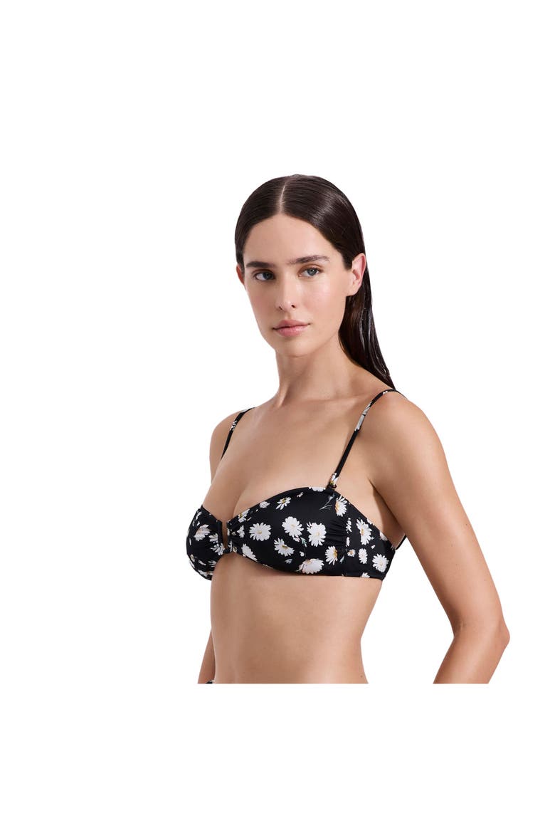 Marguerite Bandeau Bikini Top, Alternate, color, Black-White-Yellow