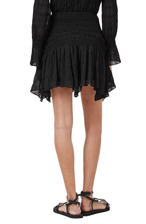 Allsaints Womens Black Pamela Shirred-waist Stretch-woven Mini Skirt In Black