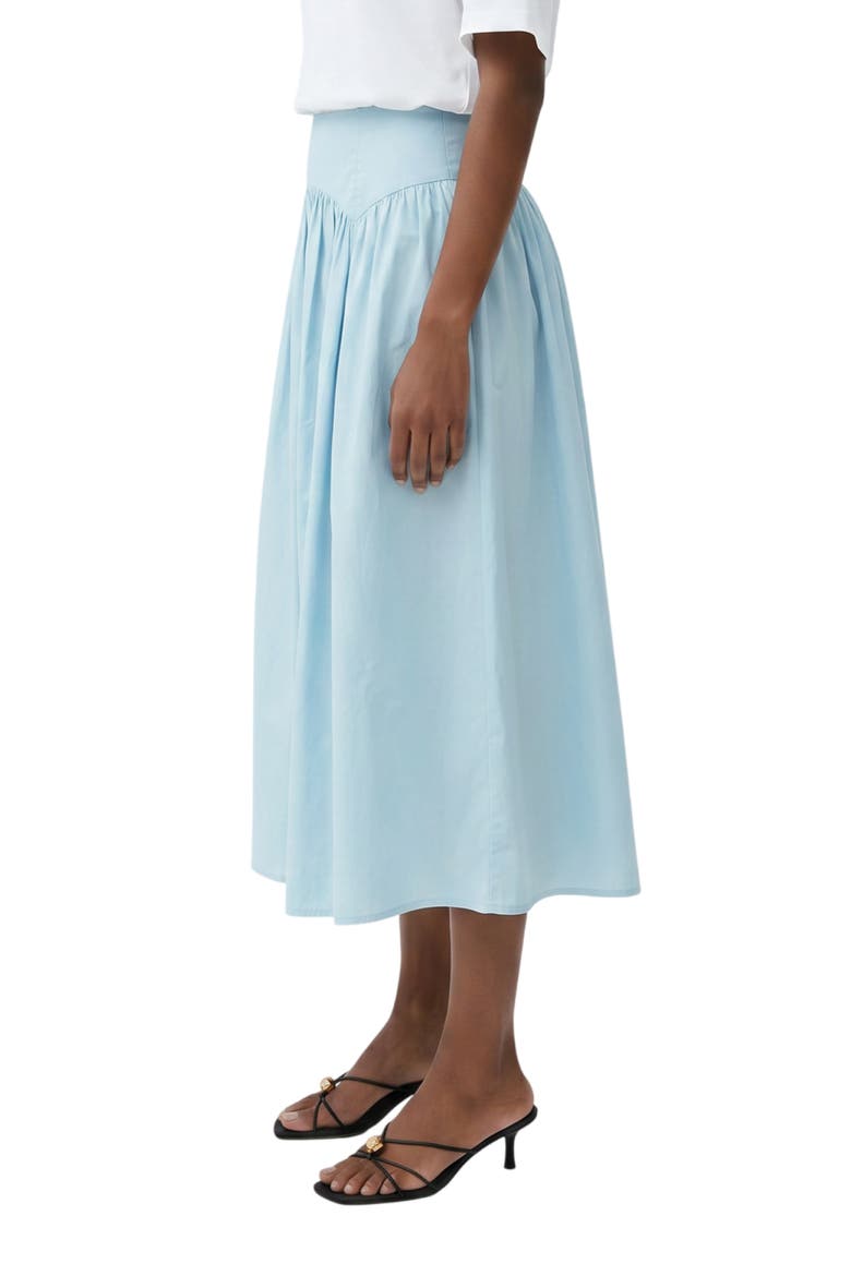 Maddy Drop Waist Stretch Cotton Midi Skirt, Alternate, color, BABY BLUE