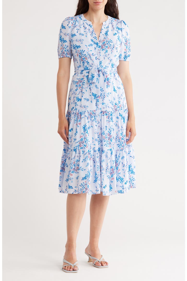 Floral Tiered Dress, Main, color, BLUE WINDSWEPT