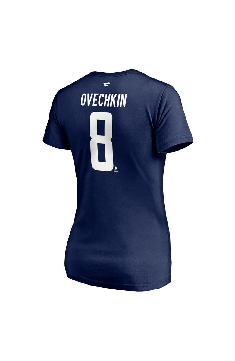FANATICS Women's Fanatics Branded Alexander Ovechkin Navy Washington Capitals 2020/21 Alternate Authentic Stack Name & Number V-Neck T-Shirt, Alternate, color, Navy