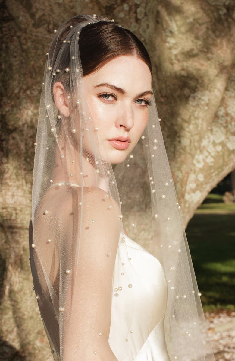 Toni Federici Abracadabra Swarovski Imitation Pearl Chapel Veil, Alternate, color,