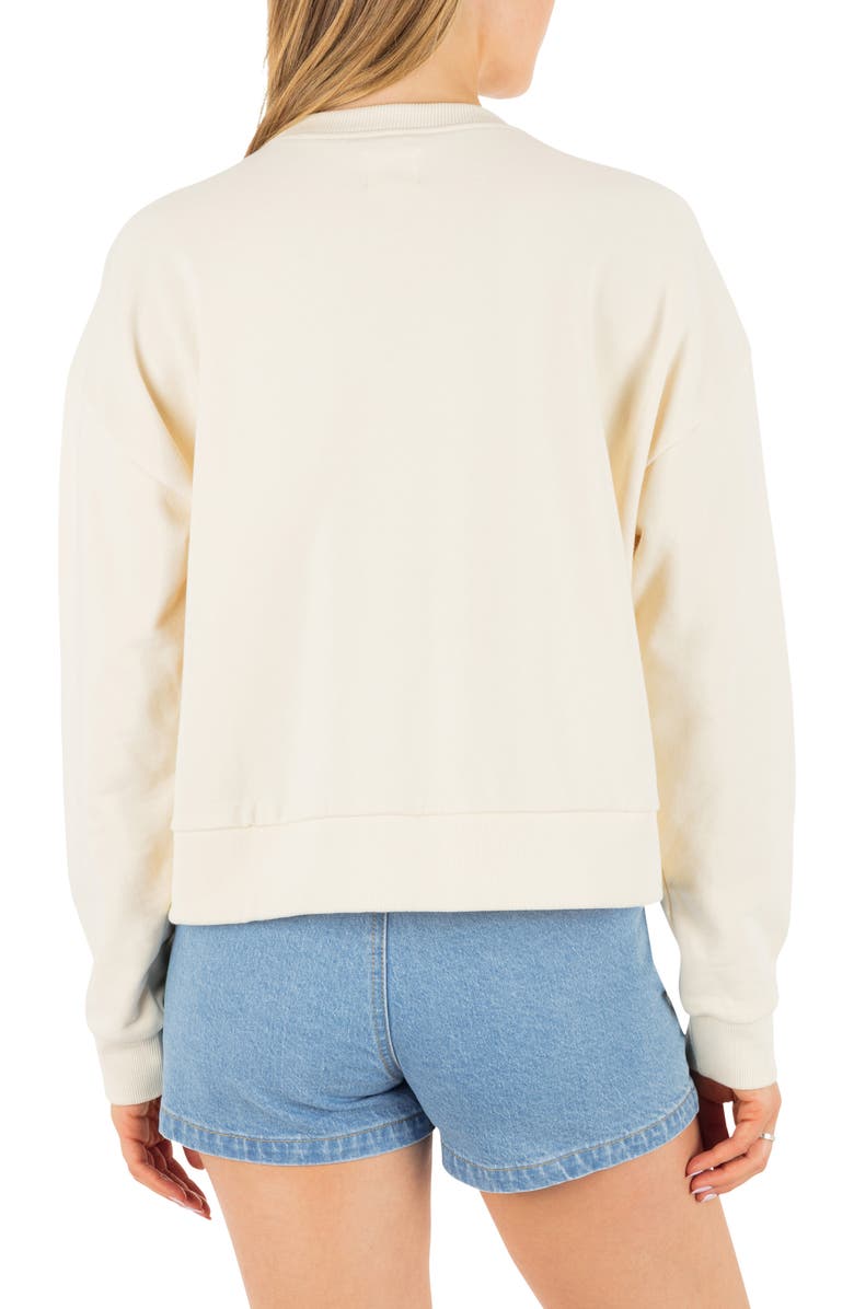 Hurley Cycles of the Earth Boxy Crewneck Sweatshirt, Alternate, color, Off White