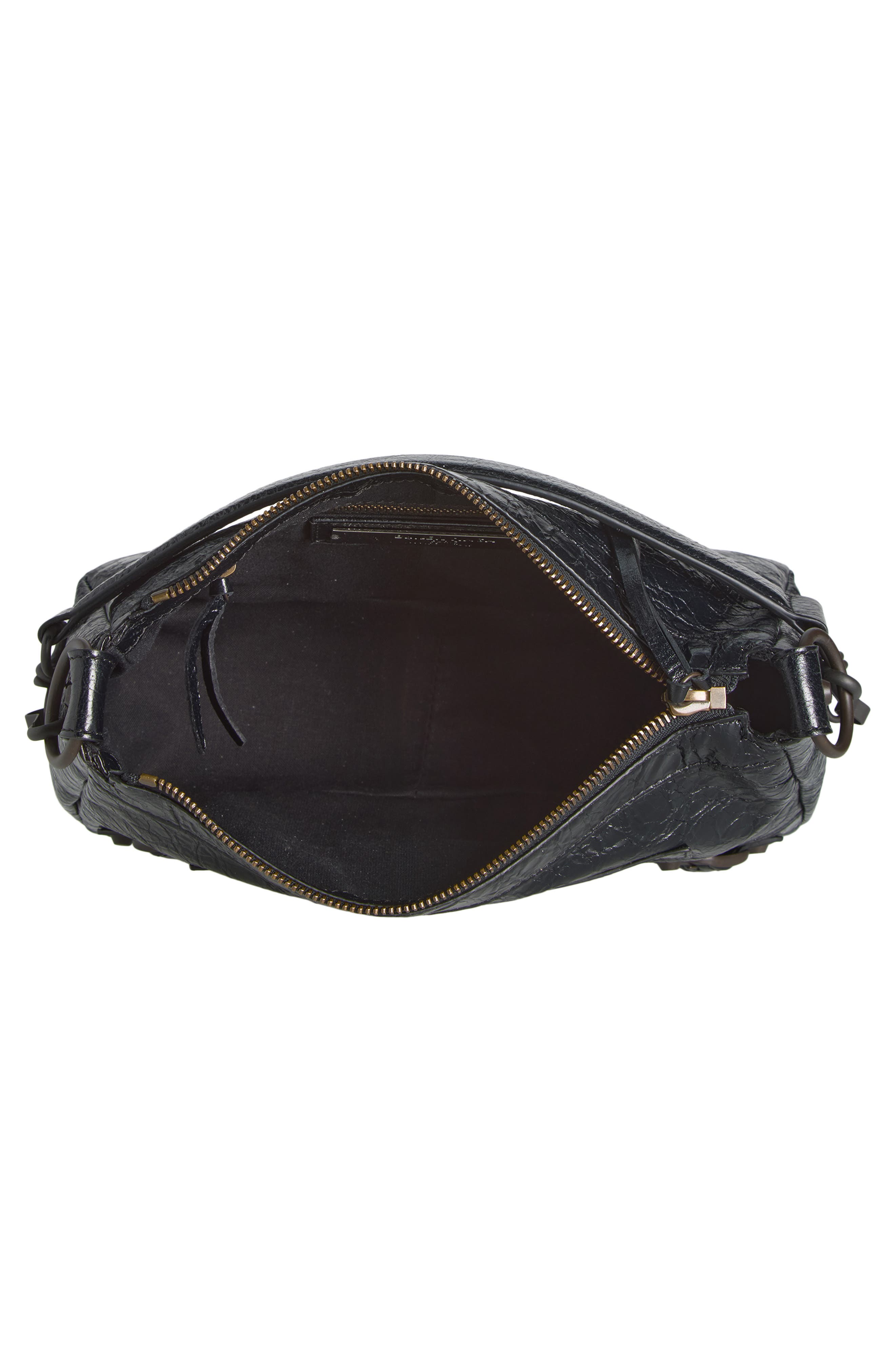 Balenciaga Mini Le City Moto Leather Shoulder Bag, Alternate, color, 1000 Black