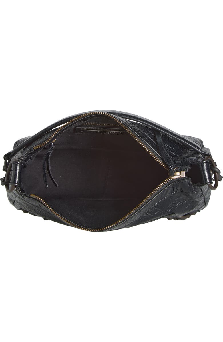 Balenciaga Mini Le City Moto Leather Shoulder Bag, Alternate, color, 1000 Black