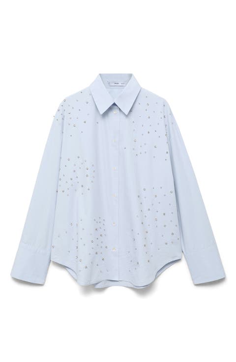 Crystal Studded Woven Shirt