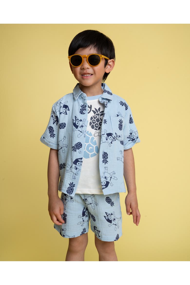 Hawaiian Shirt, Tee and Shorts Set, Alternate, color, Bluey Blue White