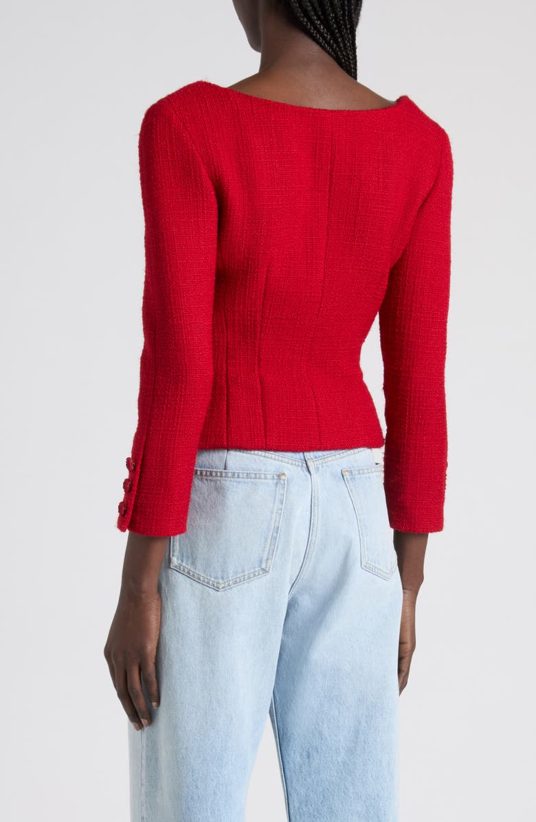 Valentino Bow Detail Tailored Tweed Jacket, Alternate, color, Red