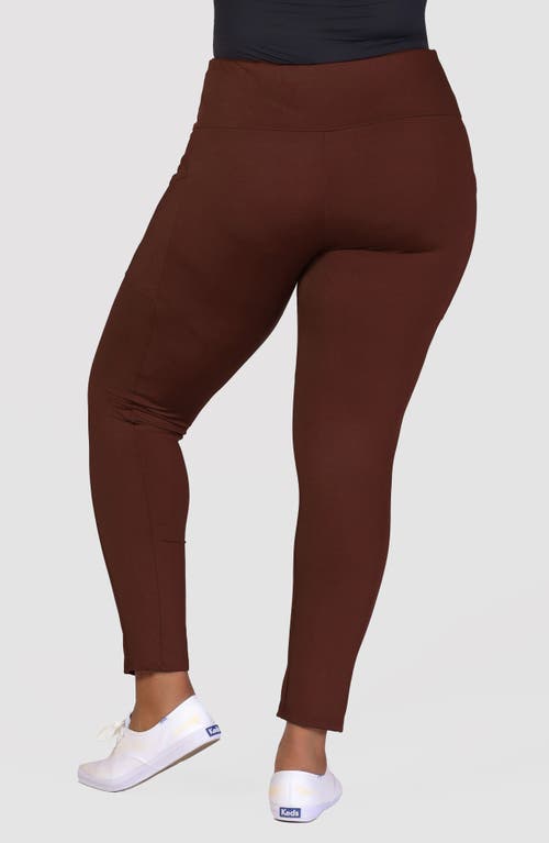Shop 24seven Comfort Apparel Ankle Length Pocket Leggings In Brown