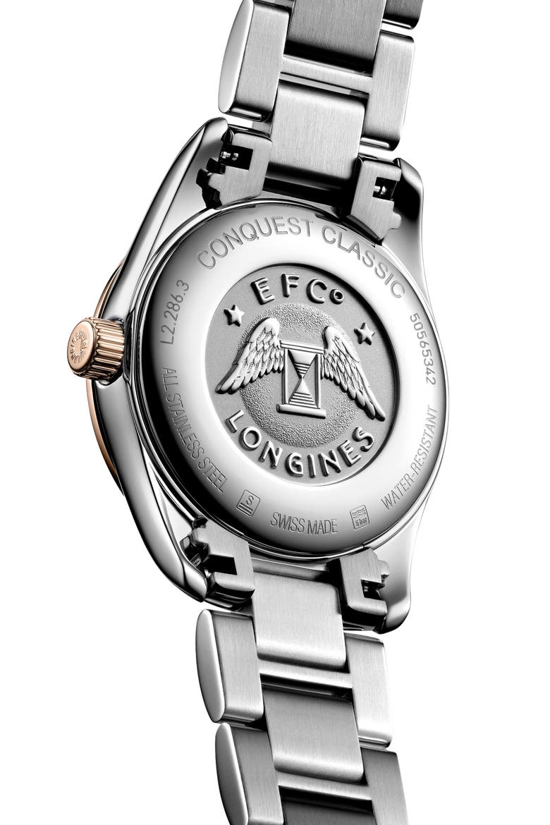 Conquest Classic Diamond Bracelet Watch, 29mm, Alternate, color, SILVER/ MOP