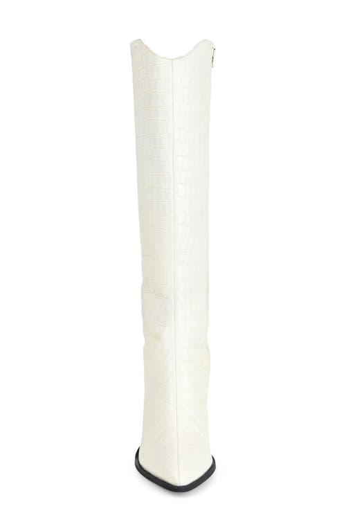 Journee Signature Laila Leather Boot In Off White