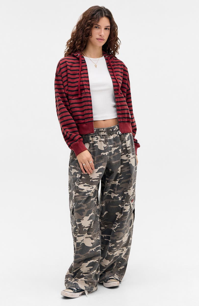 BDG Urban Outfitters Easy Stripe Crop Zip Hoodie, Alternate, color, Red