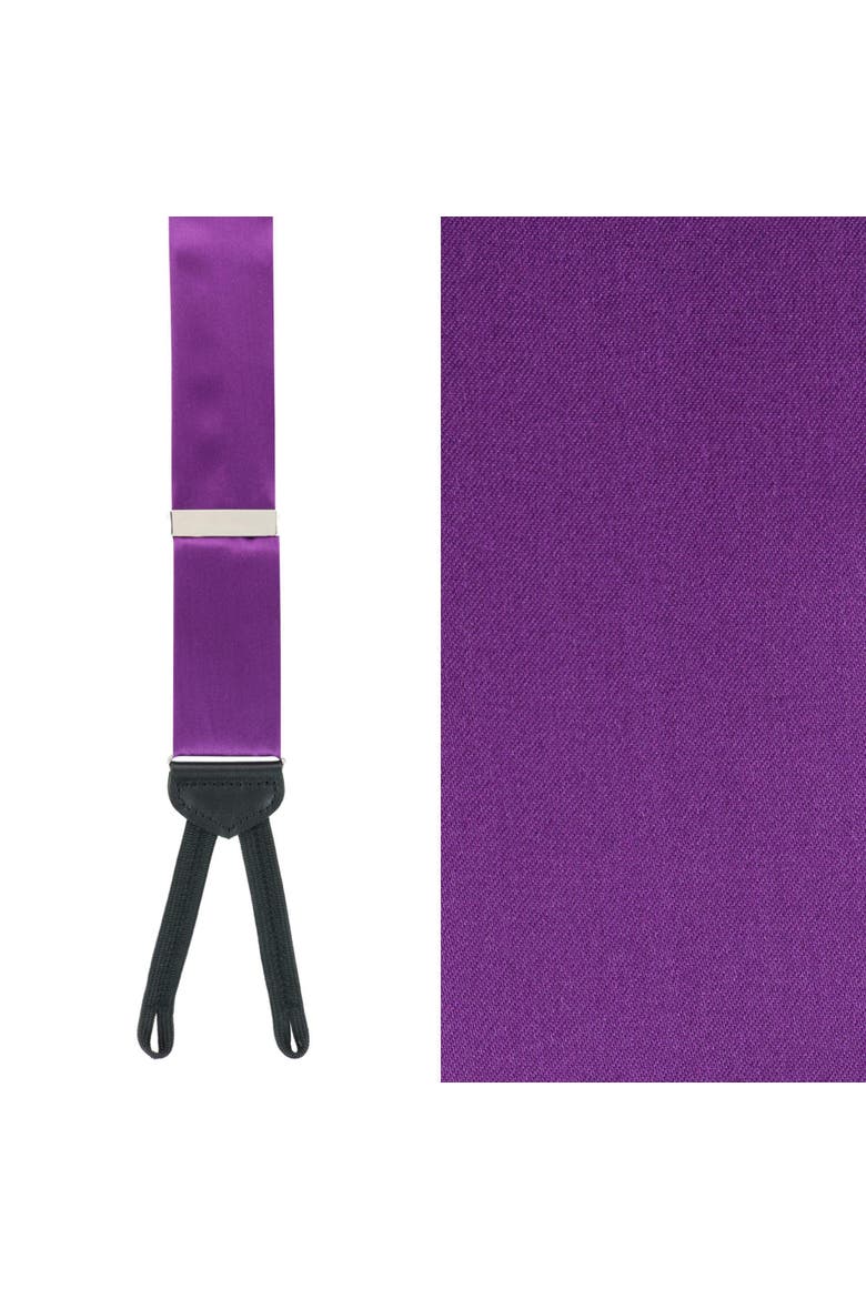 Sutton Solid Color Silk Formal Suspenders | Y-Back, Adjustable Braces, Main, color, Purple