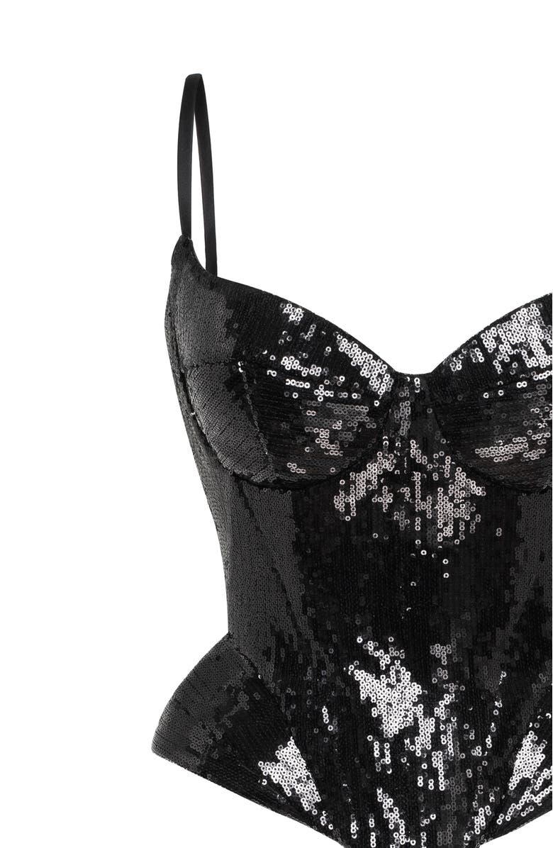Milla Sensational spaghetti straps sequined corset, Alternate, color, Black