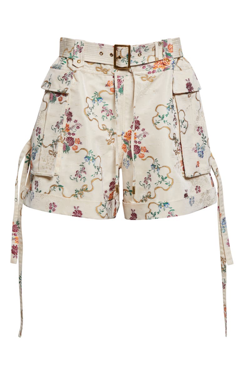 McQueen Oversize Floral Jacquard Cargo Shorts, Main, color, 