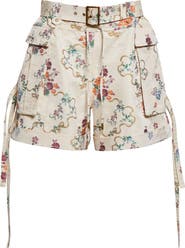 McQueen Oversize Floral Jacquard Cargo Shorts