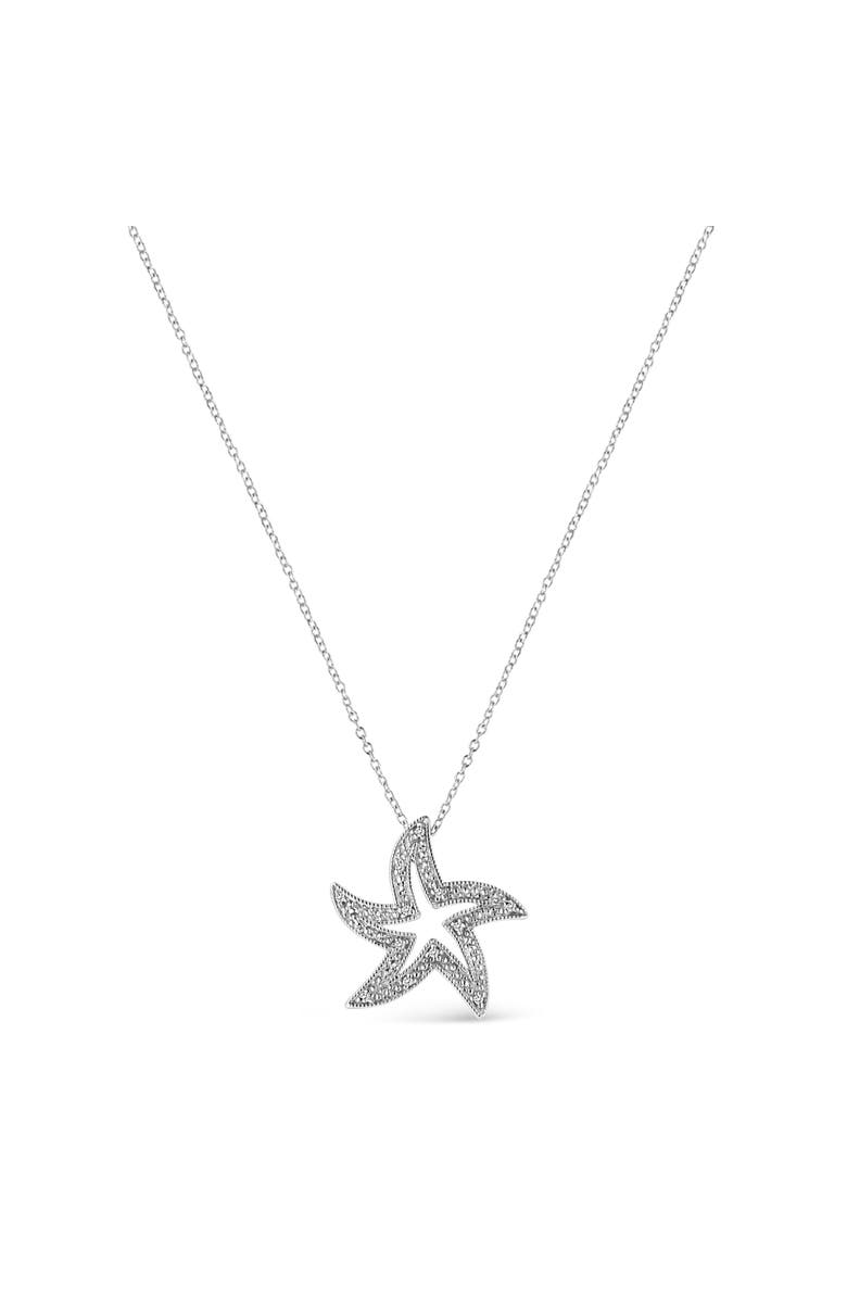 Haus of Brilliance .925 Sterling Silver Open Diamond Accent Starfish Pendant Necklace, Alternate, color, White