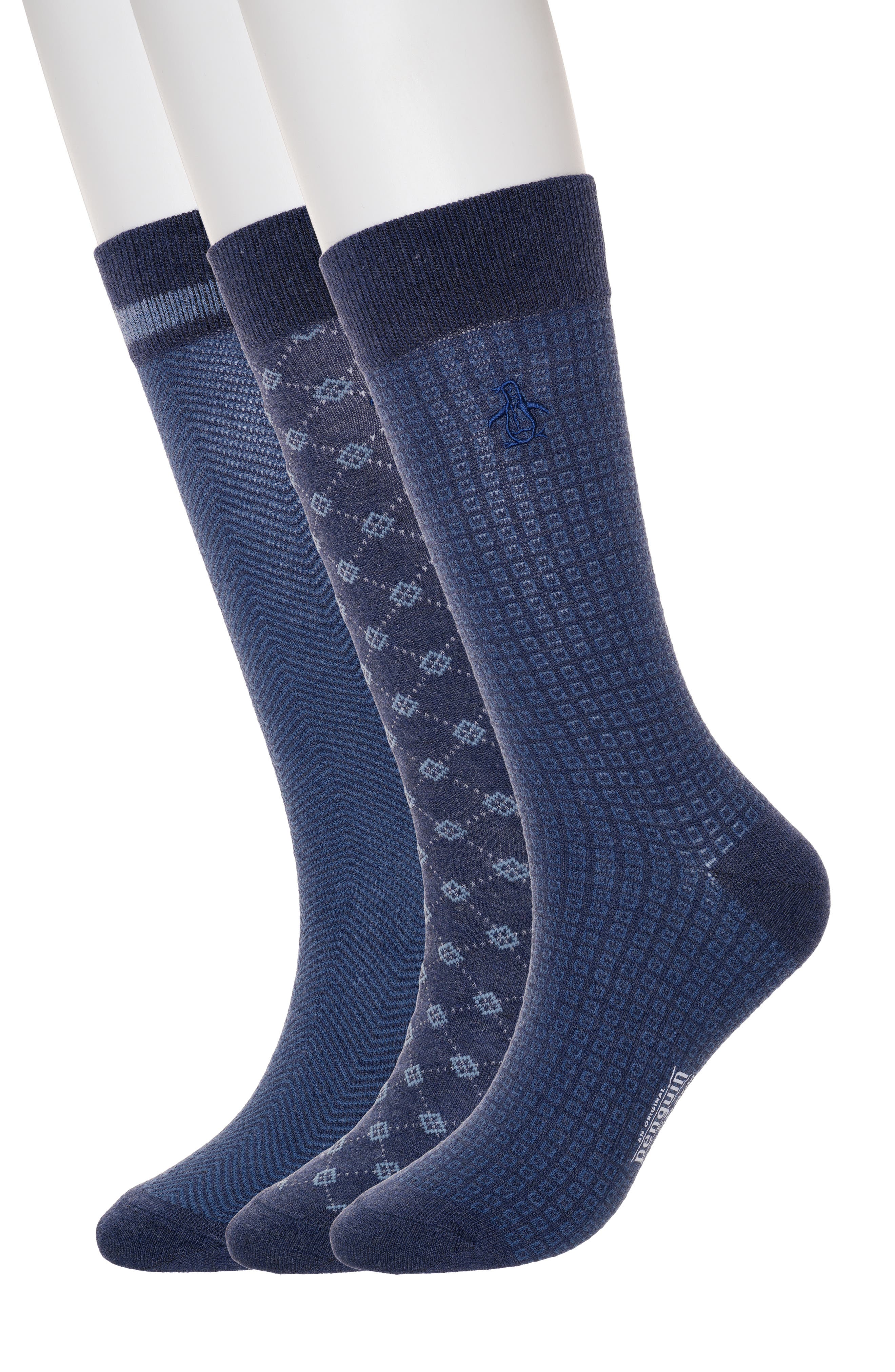 Original Penguin Mini Tile Grid 3-Pack Crew Socks