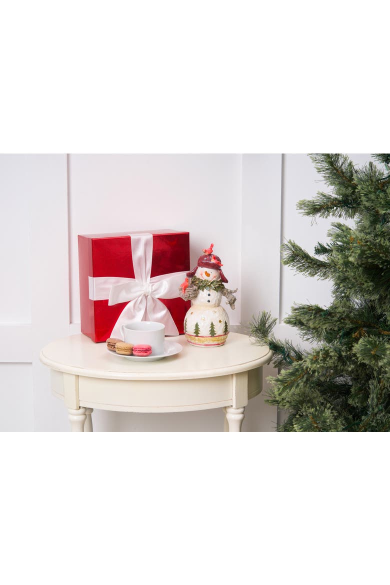 Snowman With Cardinals Figurine, Alternate, color, White